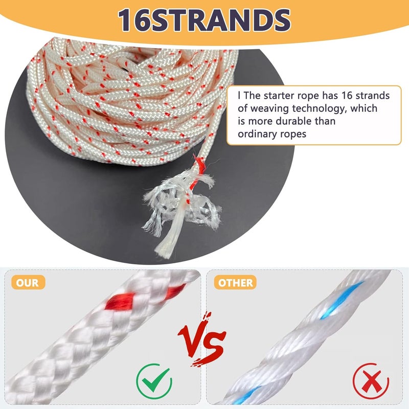 Klfte Recoil Starter Rope Pull Cord 4.0mm 12-Meter/40ft for Lawn Mower Cord Recoil Rope Nylon Starter Cord Recoil Starter Rope - Image 2